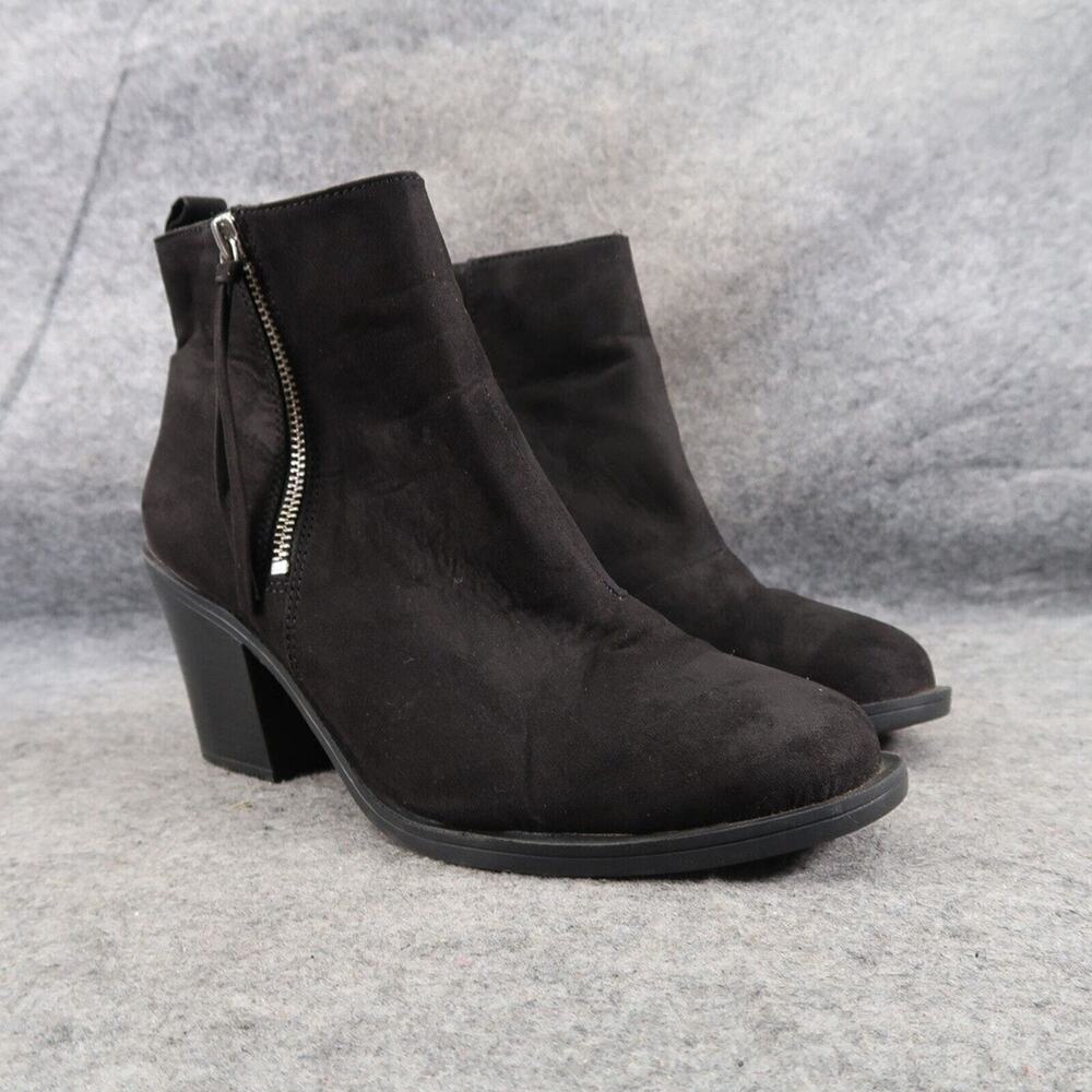 H&M Shoes Womens 8 Ankle Bootie Block Heel Zip Fashion Lifestyle Casual Black
